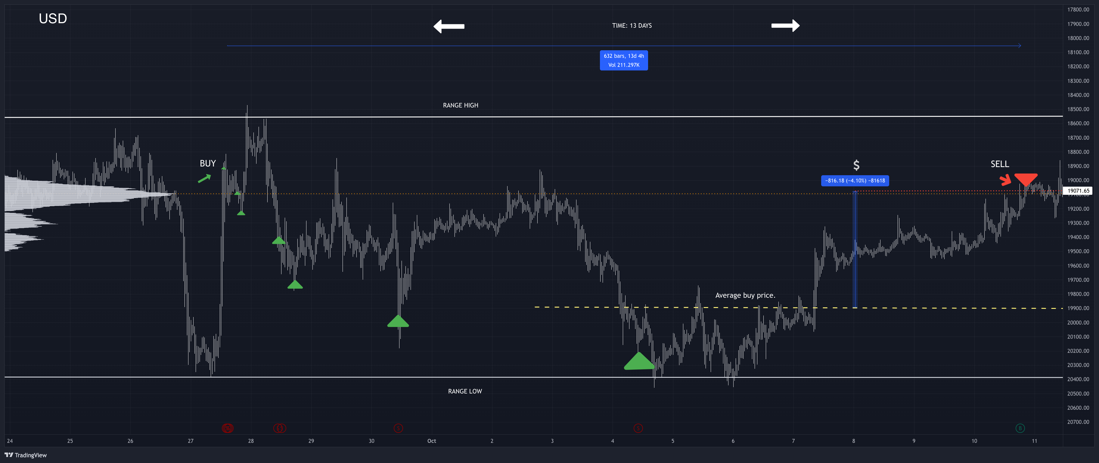 Example chart showing USDT/BTC trading activity over time.