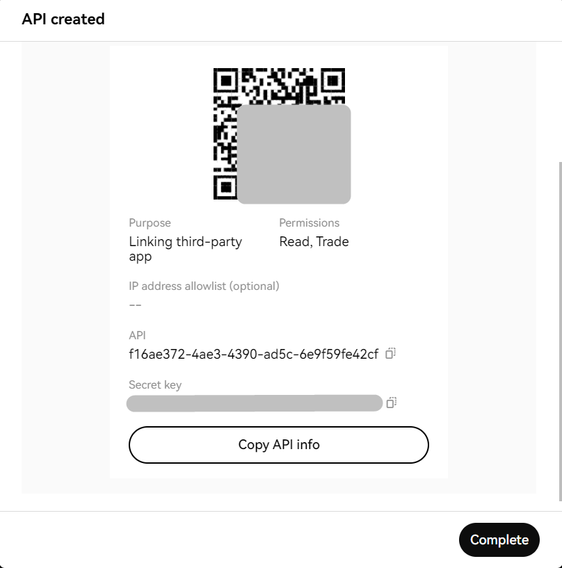 Cryptobots.io platform interface showing fields to enter API Key and Secret Key