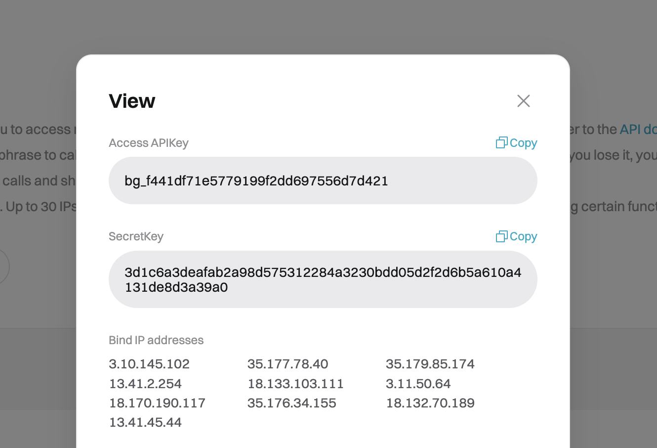 Cryptobots.io account interface with fields for entering API Key and Secret Key.