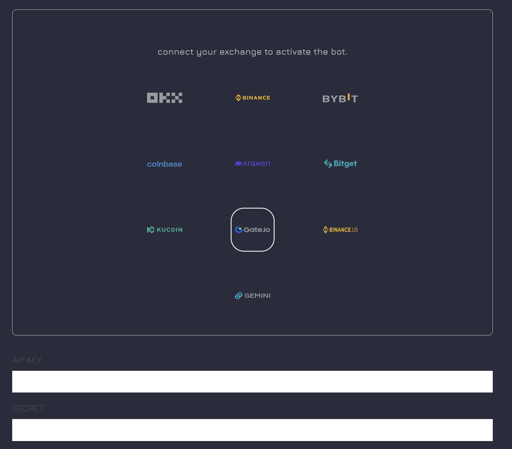 Cryptobots.io API Key submission confirmation.