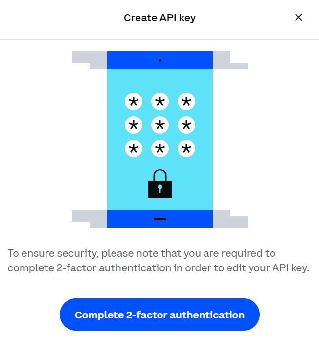 Coinbase Advanced security verification prompt for 2-factor authentication